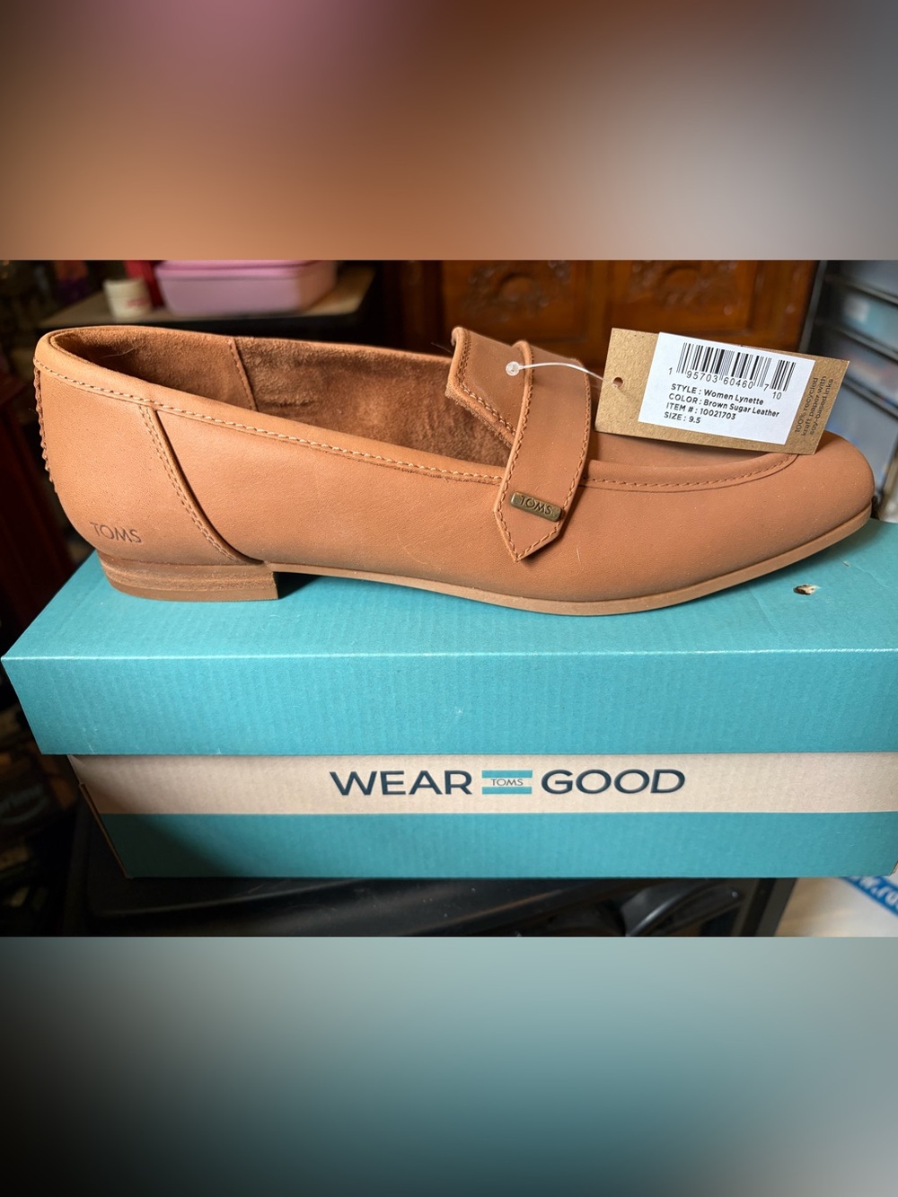 TOMS Tan Leather Loafers brand new!